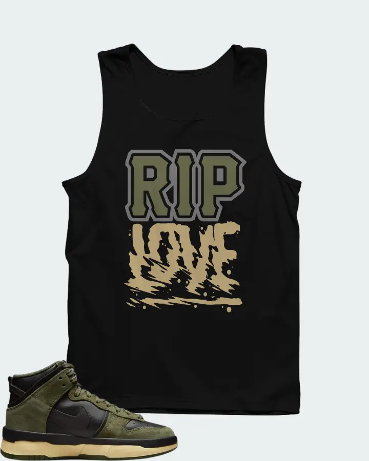 Nike Dunk High Up Medium Olive Black Velvet Brown Wolf Grey (Women's) Matching Tank Top