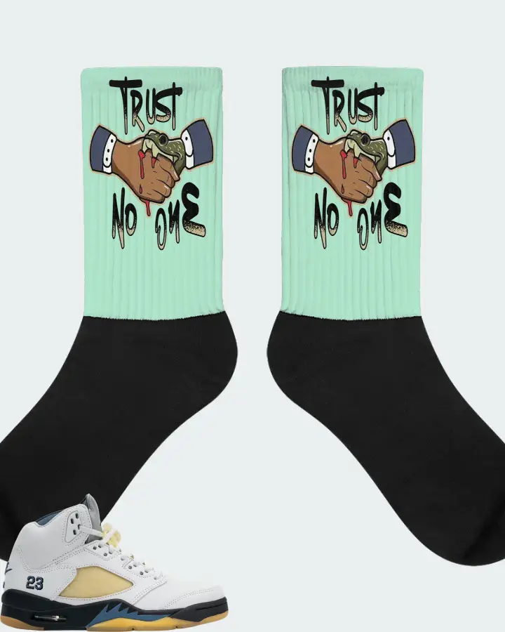Jordan 5 Retro Sneaker Matching Mint Socks - Trust No One