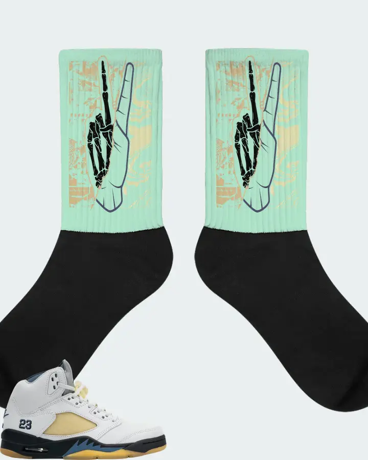 Jordan 5 Retro Sneaker Matching Mint Socks - Peace of mind