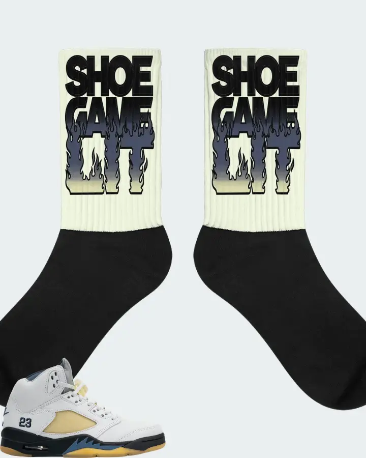 Jordan 5 Retro Sneaker Matching Citron Socks - Shoe Game Lit Refreshed
