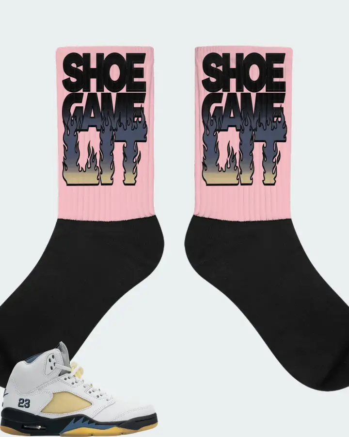 Jordan 5 Retro Sneaker Matching Pink Socks - Shoe Game Lit Refreshed