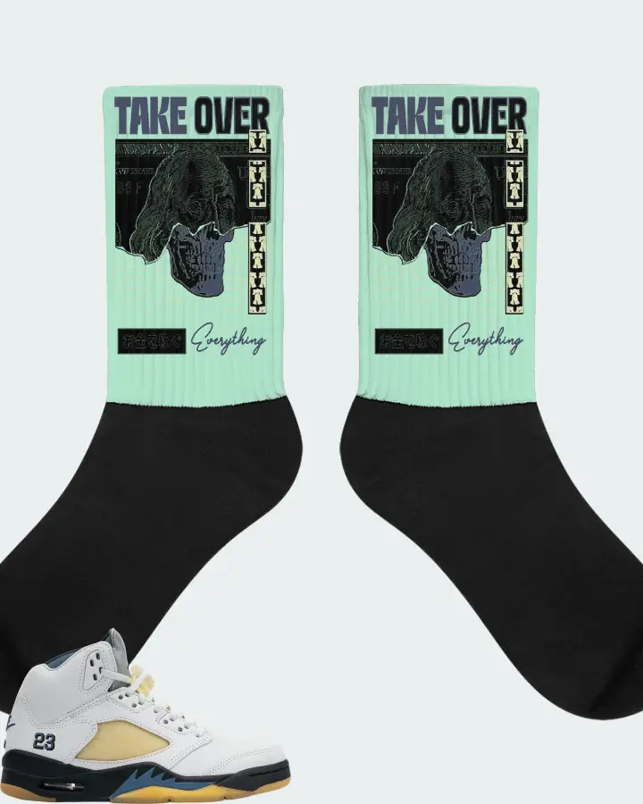 Jordan 5 Retro Sneaker Matching Mint Socks - Take Over