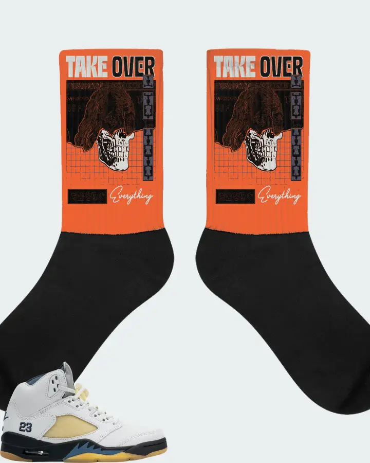 Jordan 5 Retro Sneaker Matching Orange Socks - Take Over