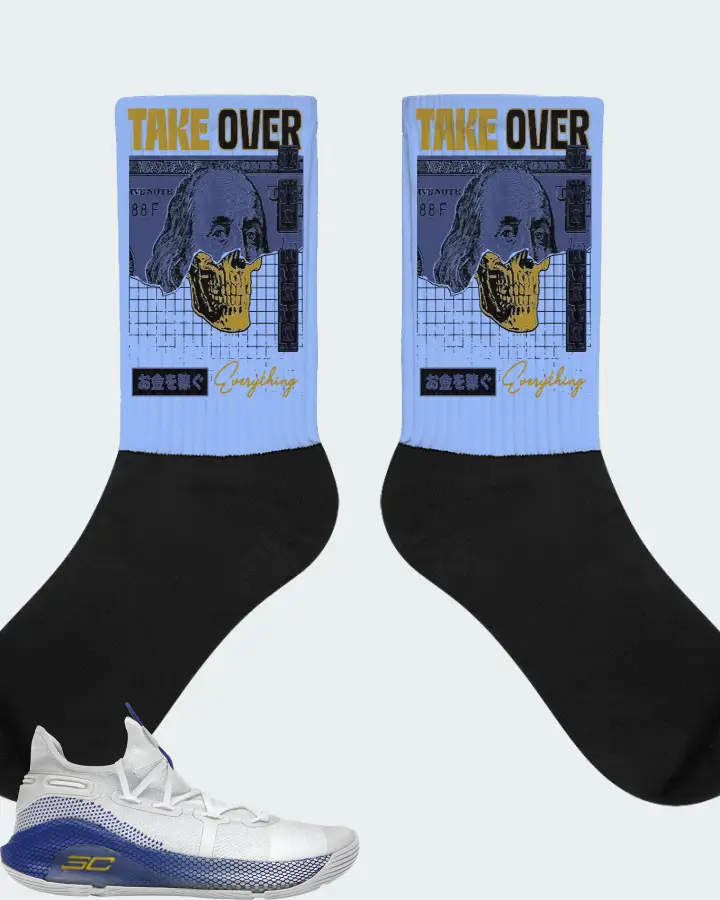 Under Armour Curry 6 Sneaker Matching Carolina Blue Socks - Take Over