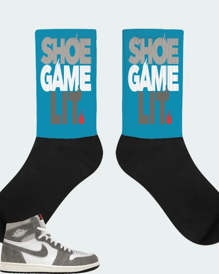 Jordan 1 Retro High OG Sneaker Matching Aqua Socks - Shoe Game Lit Classic