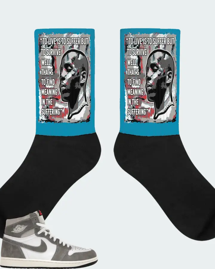 Jordan 1 Retro High OG Sneaker Matching Aqua Socks - DMX Suffer Quote