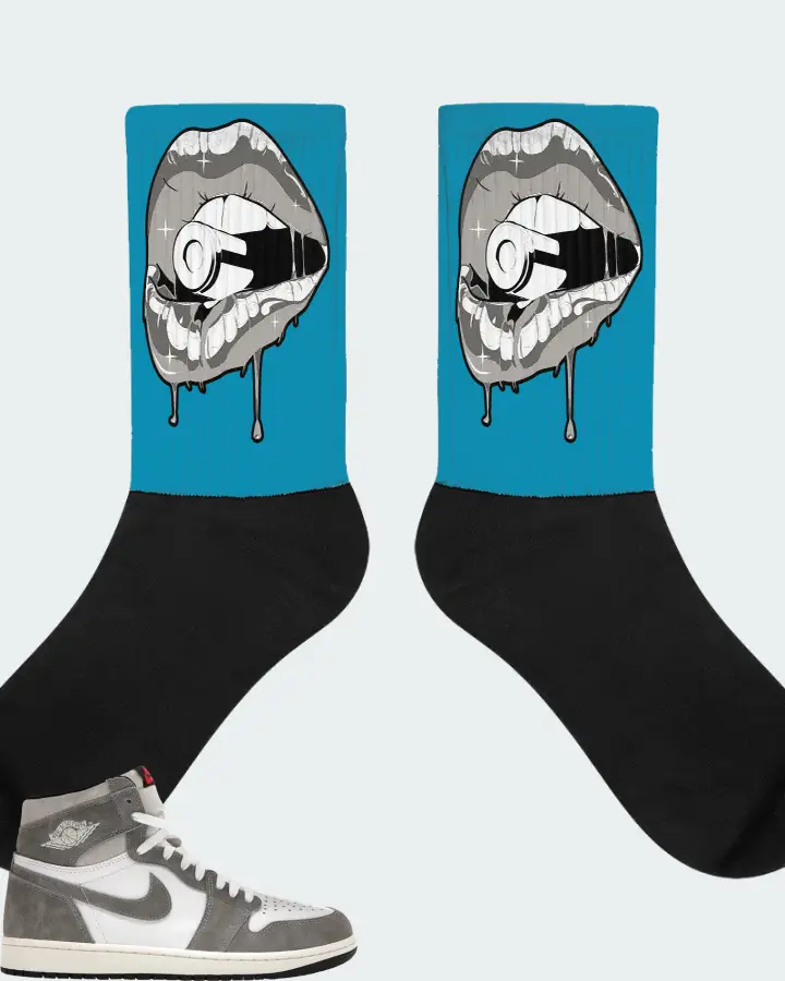 Jordan 1 Retro High OG Sneaker Matching Aqua Socks - Kiss of Death
