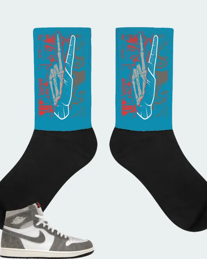 Jordan 1 Retro High OG Sneaker Matching Aqua Socks - Peace of mind