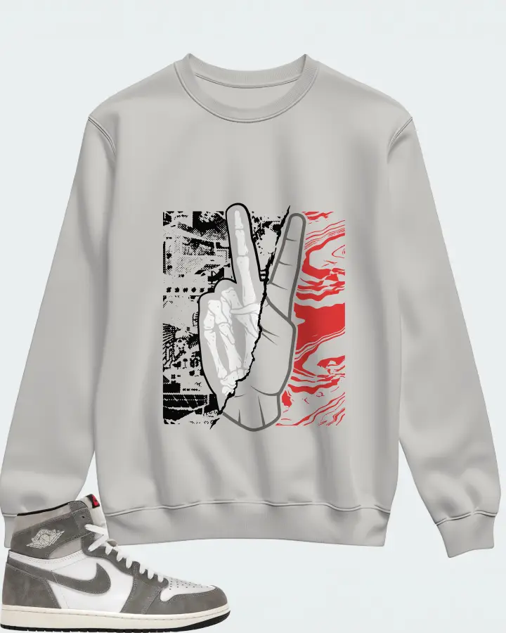 Jordan 1 Retro High OG Sneaker Matching Grey Sweatshirt - Peace of mind