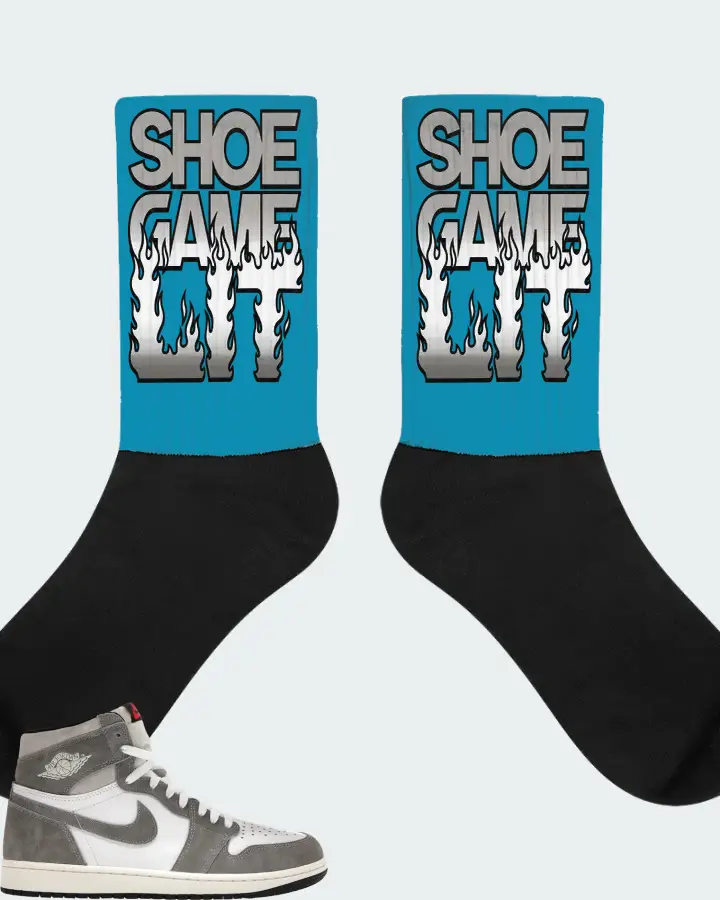 Jordan 1 Retro High OG Sneaker Matching Aqua Socks - Shoe Game Lit Refreshed