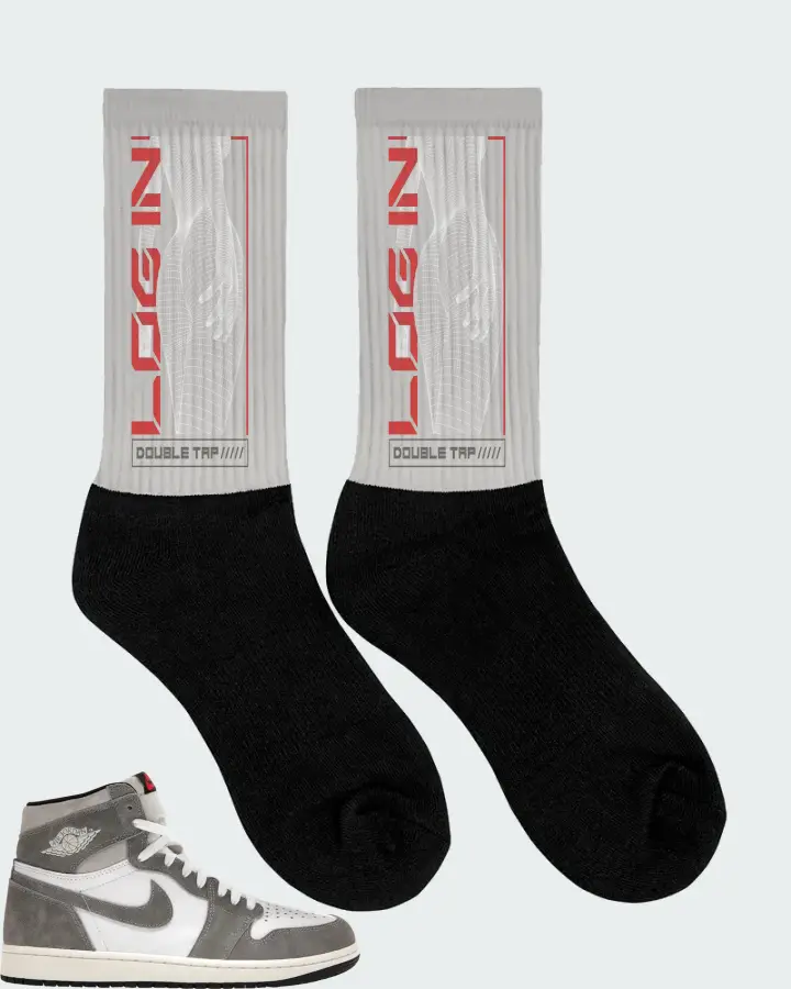 Jordan 1 Retro High OG Sneaker Matching Grey Socks (LOGIN) - View 2