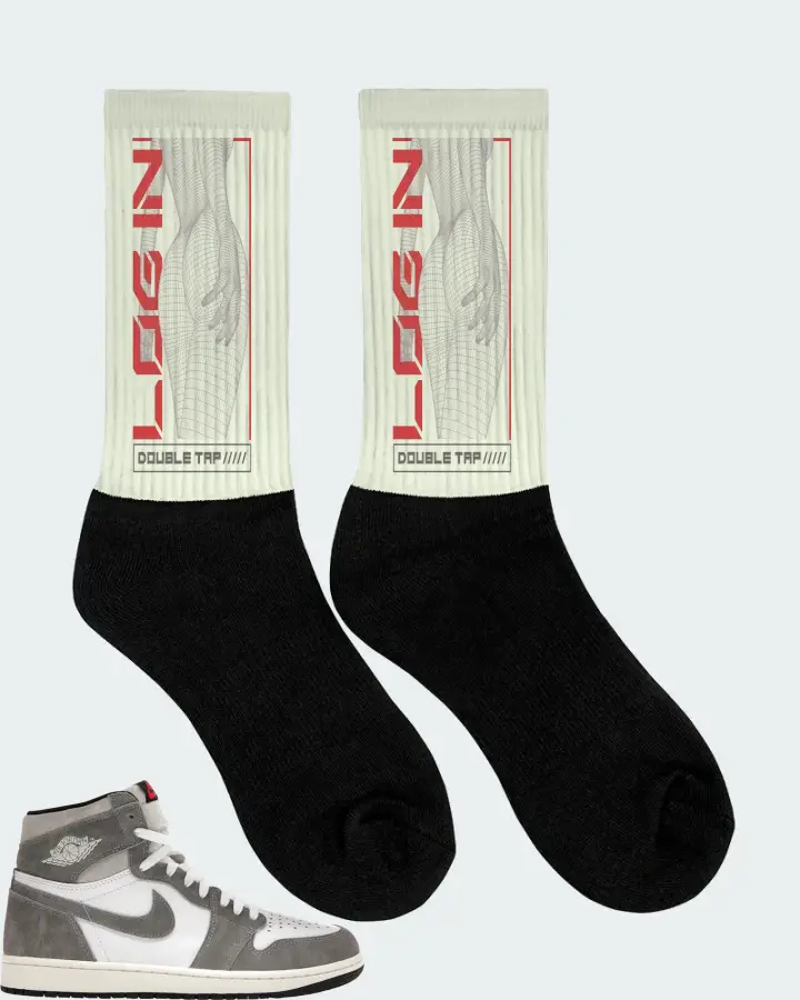 Jordan 1 Retro High OG Sneaker Matching Citron Socks (LOGIN) - View 2