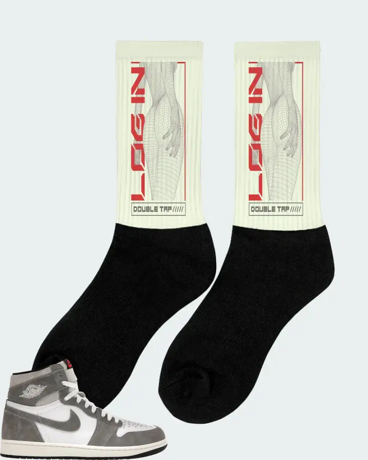 Jordan 1 Retro High OG Sneaker Matching Citron Socks (LOGIN) - View 3