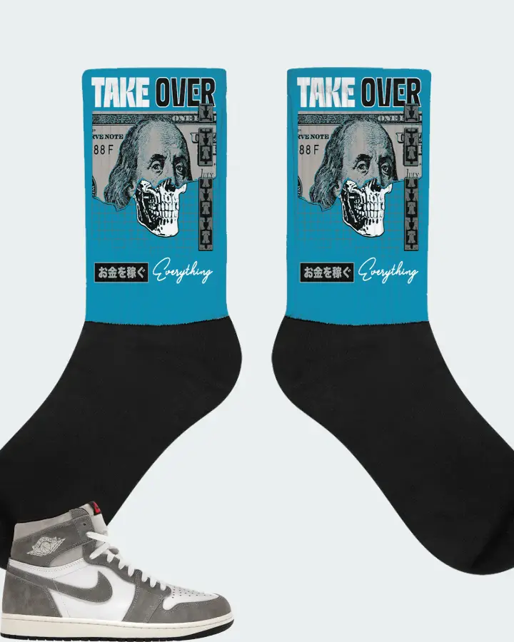 Jordan 1 Retro High OG Sneaker Matching Aqua Socks - Take Over