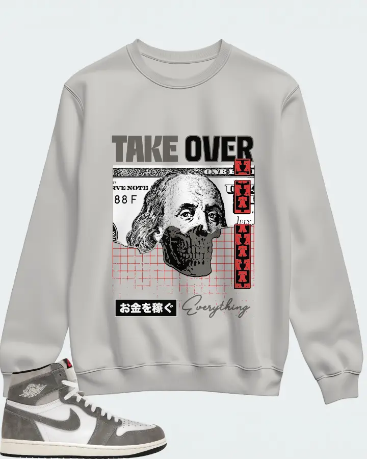 Jordan 1 Retro High OG Sneaker Matching Grey Sweatshirt - Take Over
