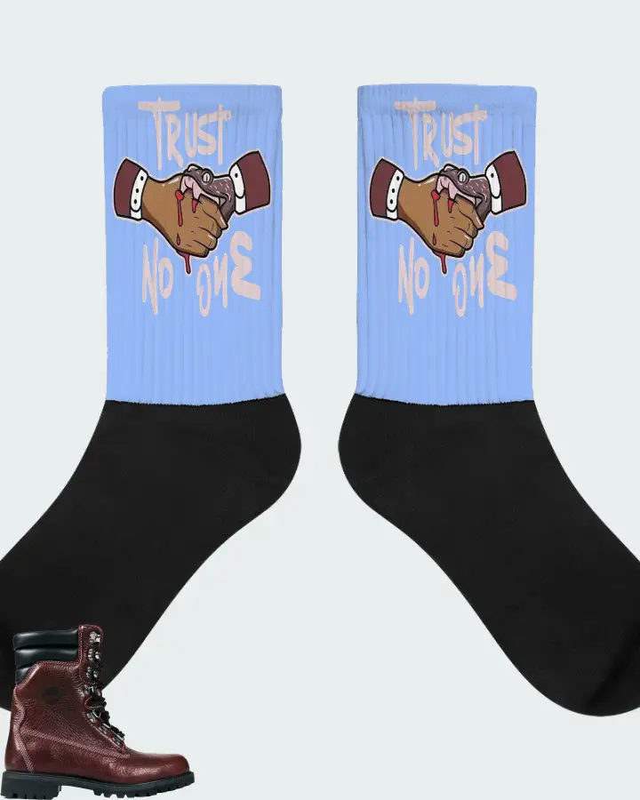 Timberland 8" Super Boot Sneaker Matching Carolina Blue Socks - Trust No One