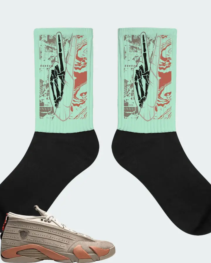 Jordan 14 Retro Sneaker Matching Mint Socks - Peace of mind