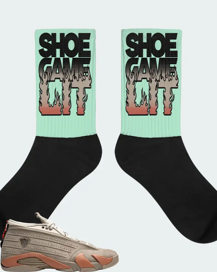 Jordan 14 Retro Sneaker Matching Mint Socks - Shoe Game Lit Refreshed