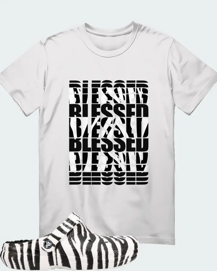Crocs Classic Clog Zebra Sneaker Matching White T-Shirt - BLESSED Many Times