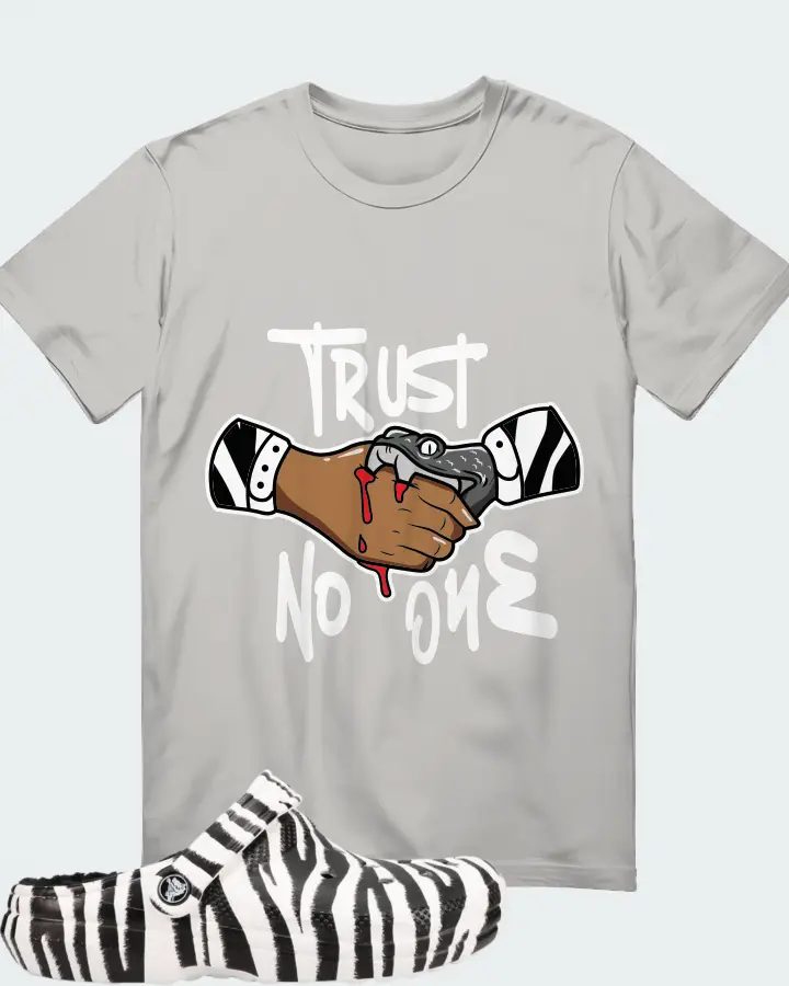 Crocs Classic Clog Zebra Sneaker Matching Grey T-Shirt - Trust No One