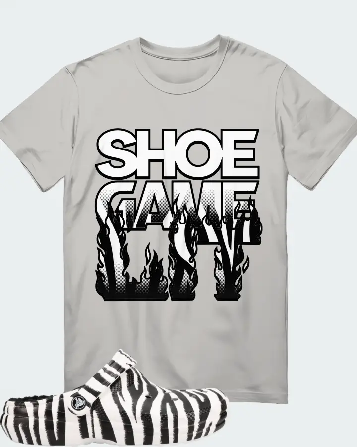 Crocs Classic Clog Zebra Sneaker Matching Grey T-Shirt - Shoe Game Lit Refreshed