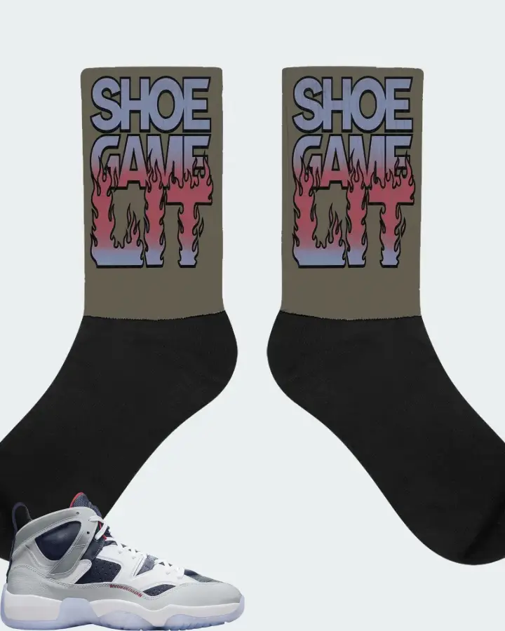 Jordan Jumpman Two Trey Sneaker Matching Army Green Socks - Shoe Game Lit Refreshed