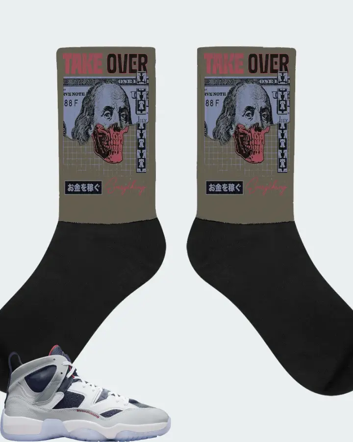 Jordan Jumpman Two Trey Sneaker Matching Army Green Socks - Take Over