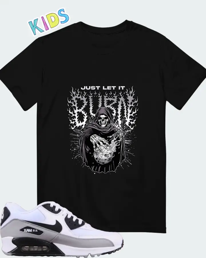 Nike Air Max 90 Essential White Black Grey Matching Kid's T-Shirt
