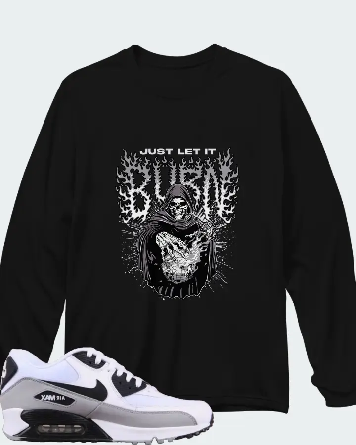 Nike Air Max 90 Essential White Black Grey Matching Long Sleeve T-Shirt