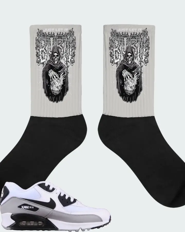 Nike Air Max 90 Essential White Black Grey Matching Socks