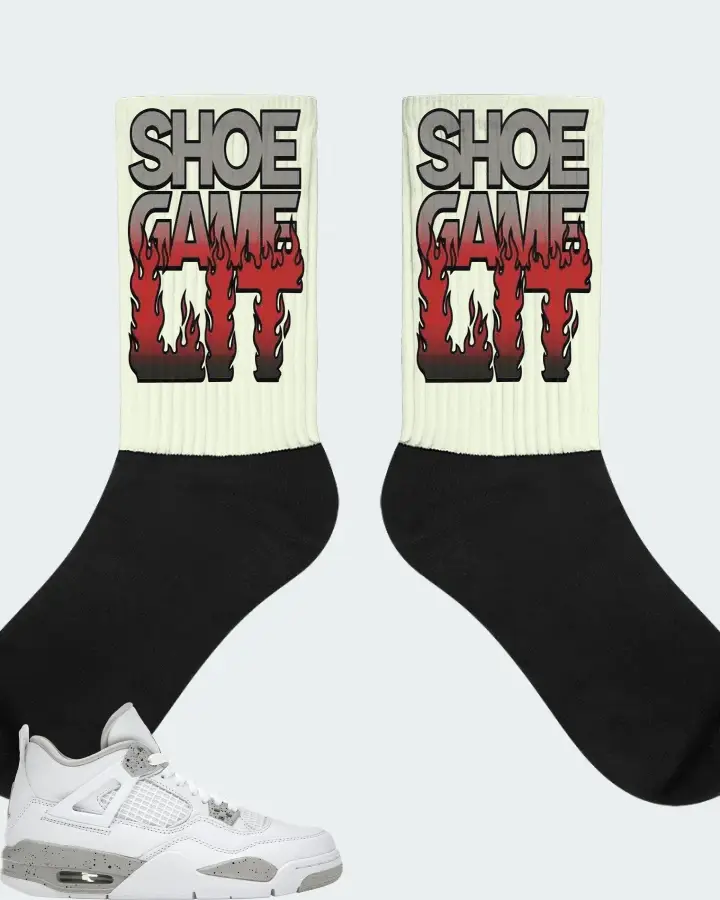 Jordan 4 Retro Sneaker Matching Citron Socks - Shoe Game Lit Refreshed
