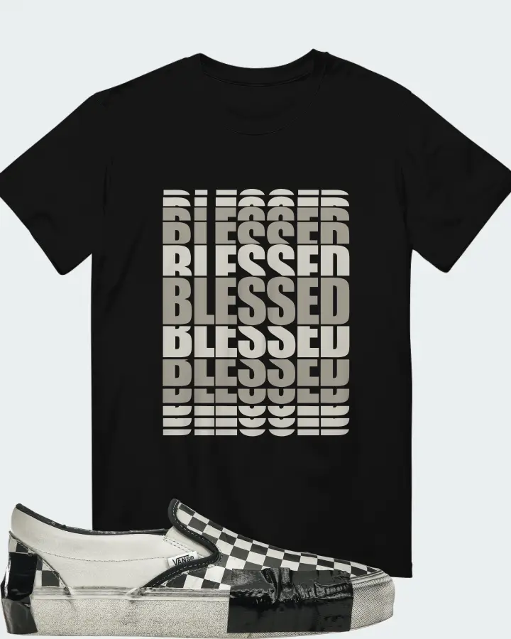 Vans Classic Slip-On VLT LX Sneaker Matching Black T-Shirt - BLESSED Many Times
