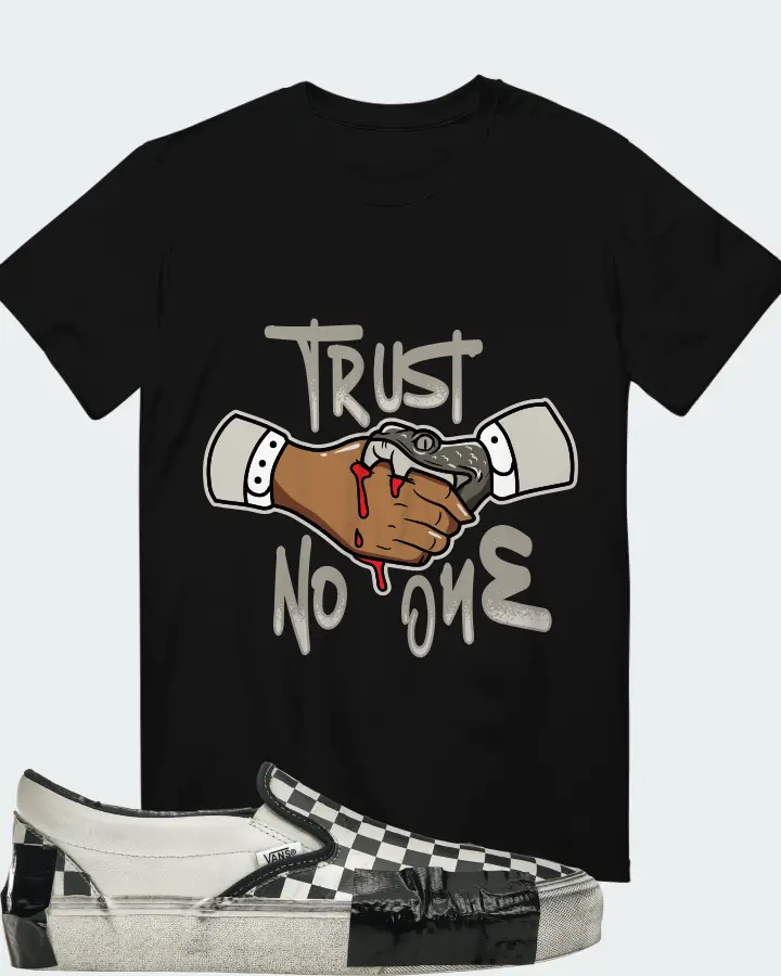 Vans Classic Slip-On VLT LX Sneaker Matching Black T-Shirt - Trust No One