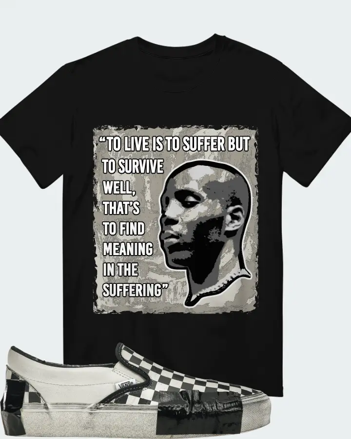 Vans Classic Slip-On VLT LX Sneaker Matching Black T-Shirt - DMX Suffer Quote