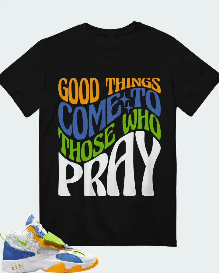 Nike Air Max Speed Turf GS White Multi  Sneaker Matching Black T-Shirt - Good Things Come To Those Who Pray