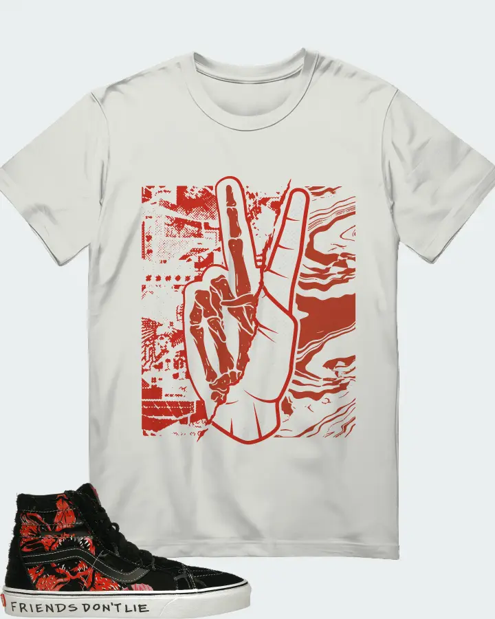 Vans Sk8-Hi Reissue Sneaker Matching Silver T-Shirt - Peace of mind