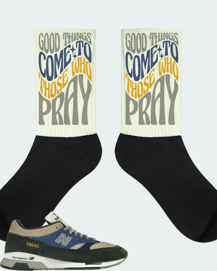 New Balance 1500 Sneaker Matching Citron Socks - Good Things Come To Those Who Pray