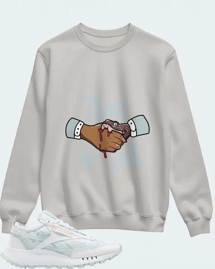 Reebok Classic Leather Legacy Sneaker Matching Grey Sweatshirt - Trust No One