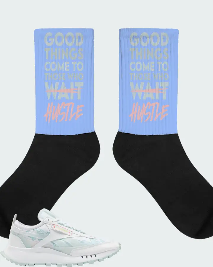 Reebok Classic Leather Legacy Sneaker Matching Carolina Blue Socks - Good Things Come