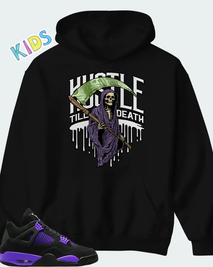 Air Jordan 4 Purple Thunder  Matching Kid's Hoodie