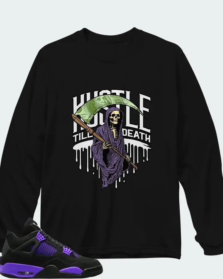 Air Jordan 4 Purple Thunder  Matching Long Sleeve T-Shirt