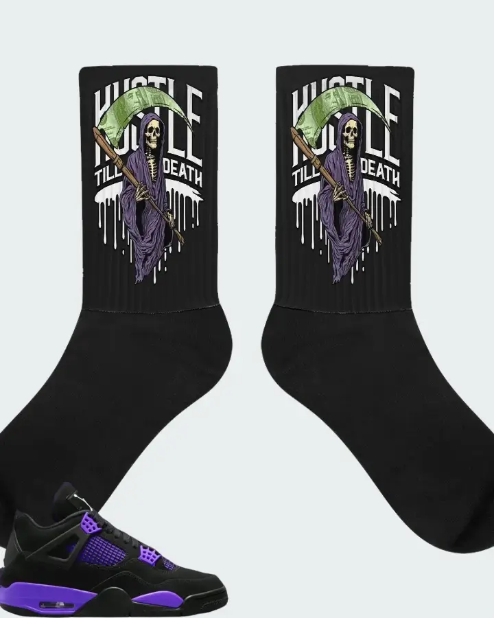 Air Jordan 4 Purple Thunder  Matching Socks
