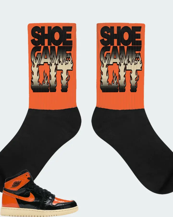 Jordan 1 Retro High Sneaker Matching Orange Socks - Shoe Game Lit Refreshed