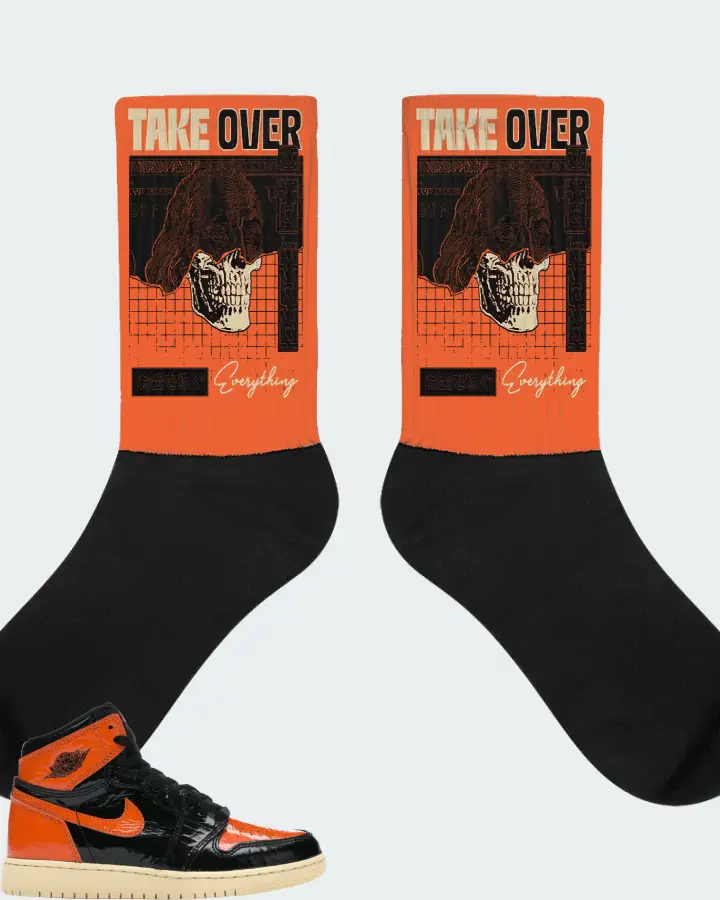 Jordan 1 Retro High Sneaker Matching Orange Socks - Take Over
