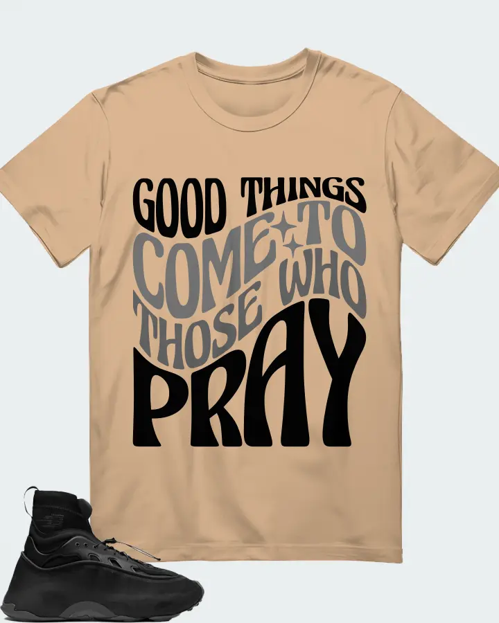 adidas Ozmorphis Sneaker Matching Tan T-Shirt - Good Things Come To Those Who Pray