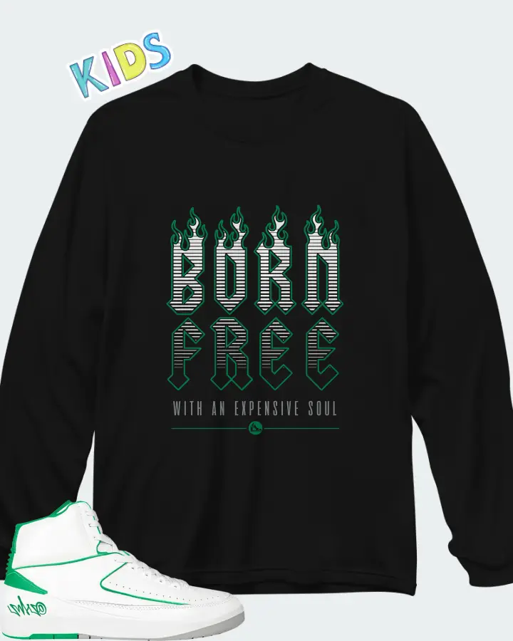 Air Jordan 2 Retro Lucky Green Matching Kid's Long Sleeve T-Shirt