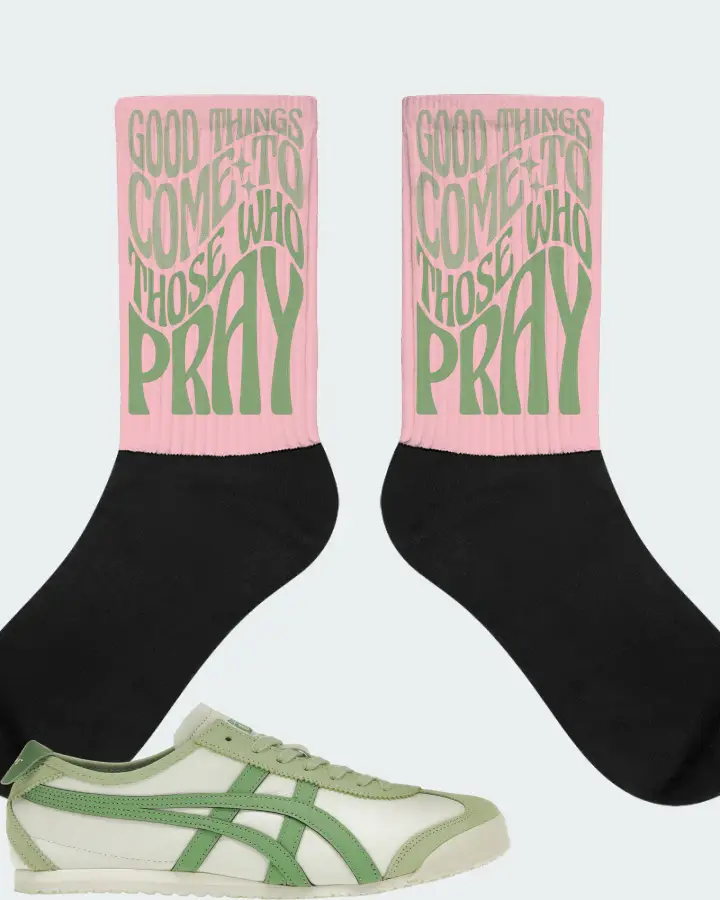 Onitsuka Tiger Mexico 66 Sneaker Matching Pink Socks - Good Things Come To Those Who Pray