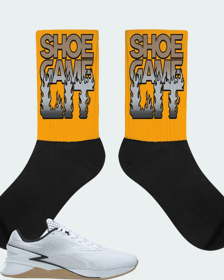 Reebok Nano X3 Sneaker Matching Gold Socks - Shoe Game Lit Refreshed