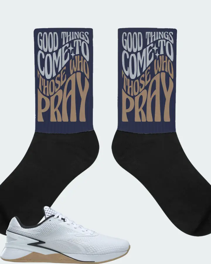 Reebok Nano X3 Sneaker Matching Navy Socks - Good Things Come To Those Who Pray