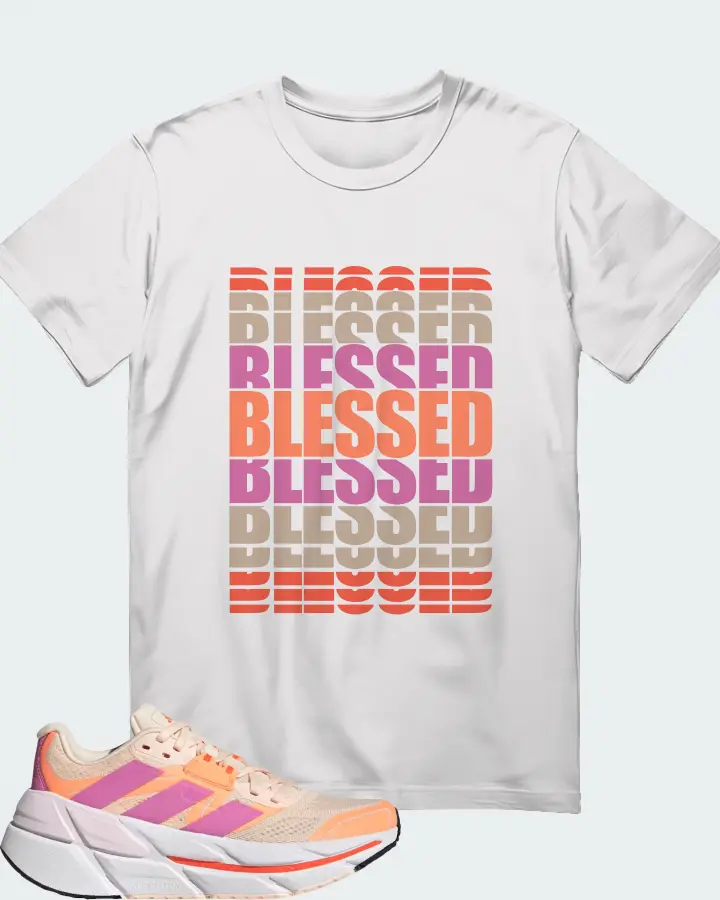 Adidas Adistar CS Bliss Orange Pulse Lilac Sneaker Matching White T-Shirt - BLESSED Many Times